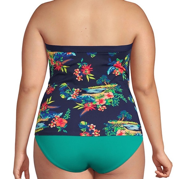 New Women's Plus Size Chlorine Resistant Bandeau Tankini Swimsuit Top - Picture 2 of 6